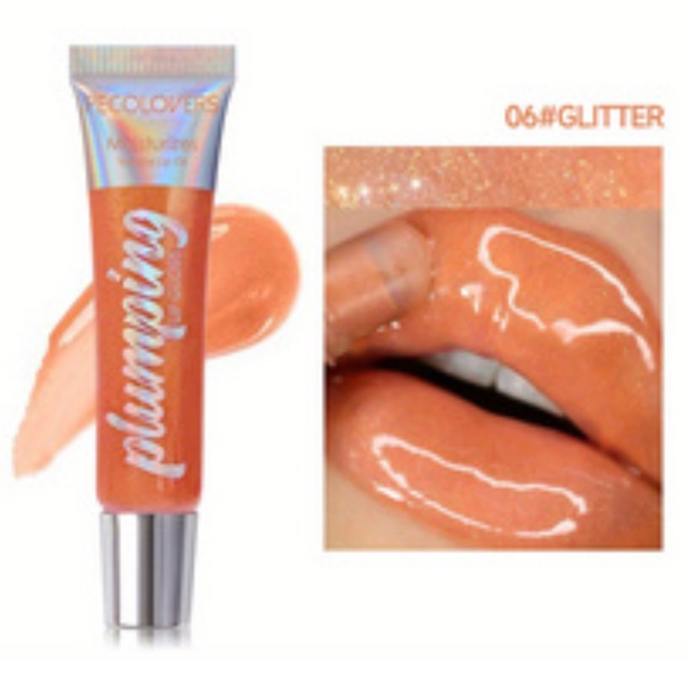 Moisturizing Plumping Lip Gloss - Glitter Peach Orange New & Sealed